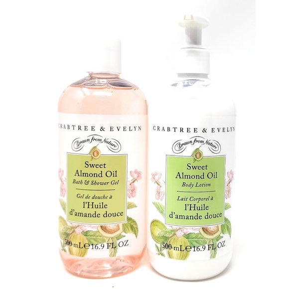 Crabtree and Evelyn Sweet Almond Oil Lotion and Bath Shower Gel Set - Picture 1 of 4
